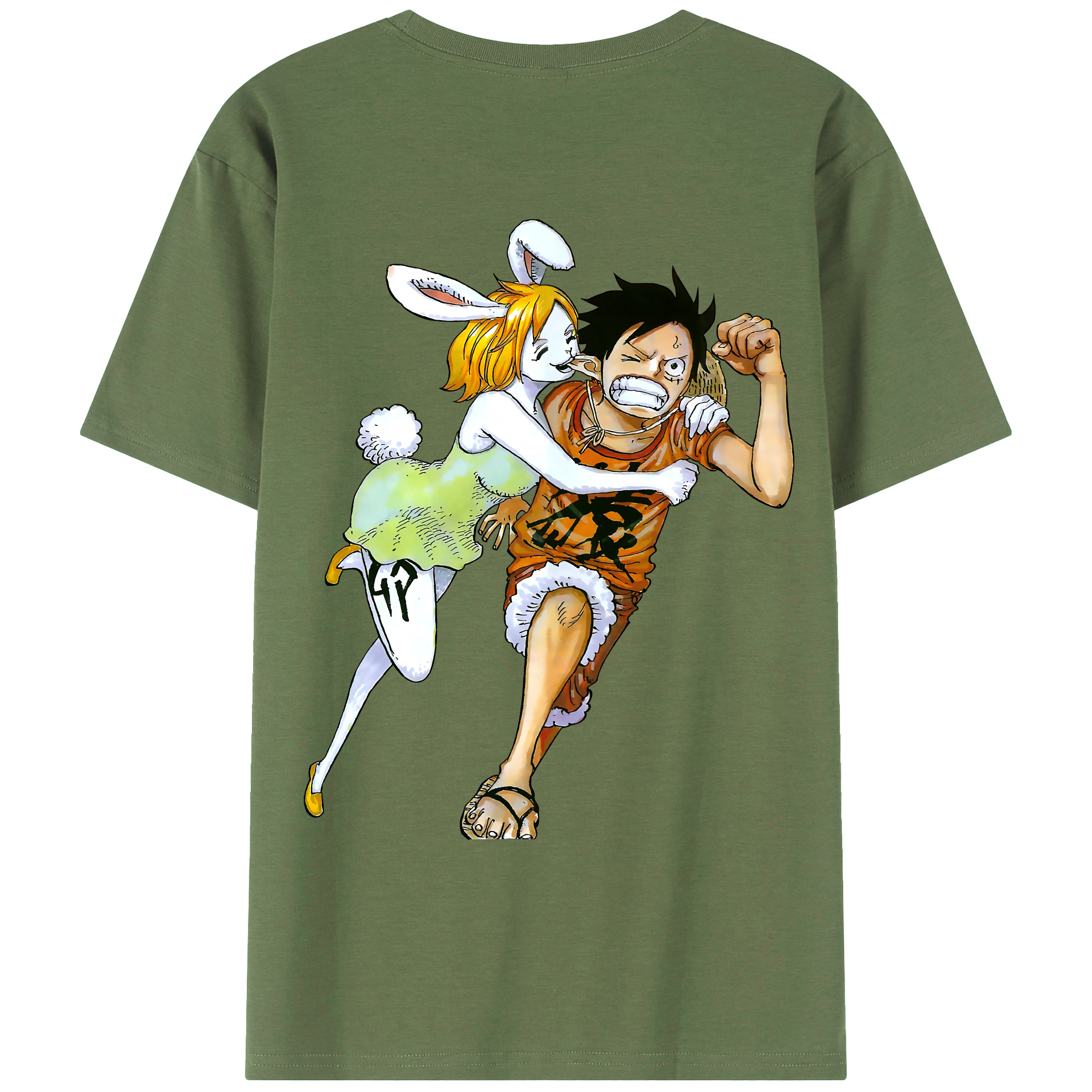 ワンピース モンキー・D・ルフィ ONE PIECE Monkey D. Luffy 綿100％ メンズ半袖Tシャツ（バックプリント） 通気性